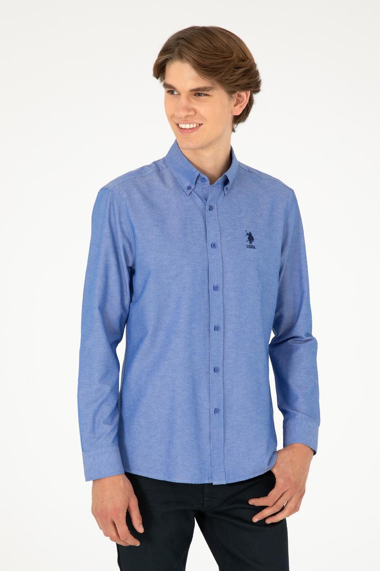 Erkek Saks Uzun Kollu Basic Gömlek - 50293437080