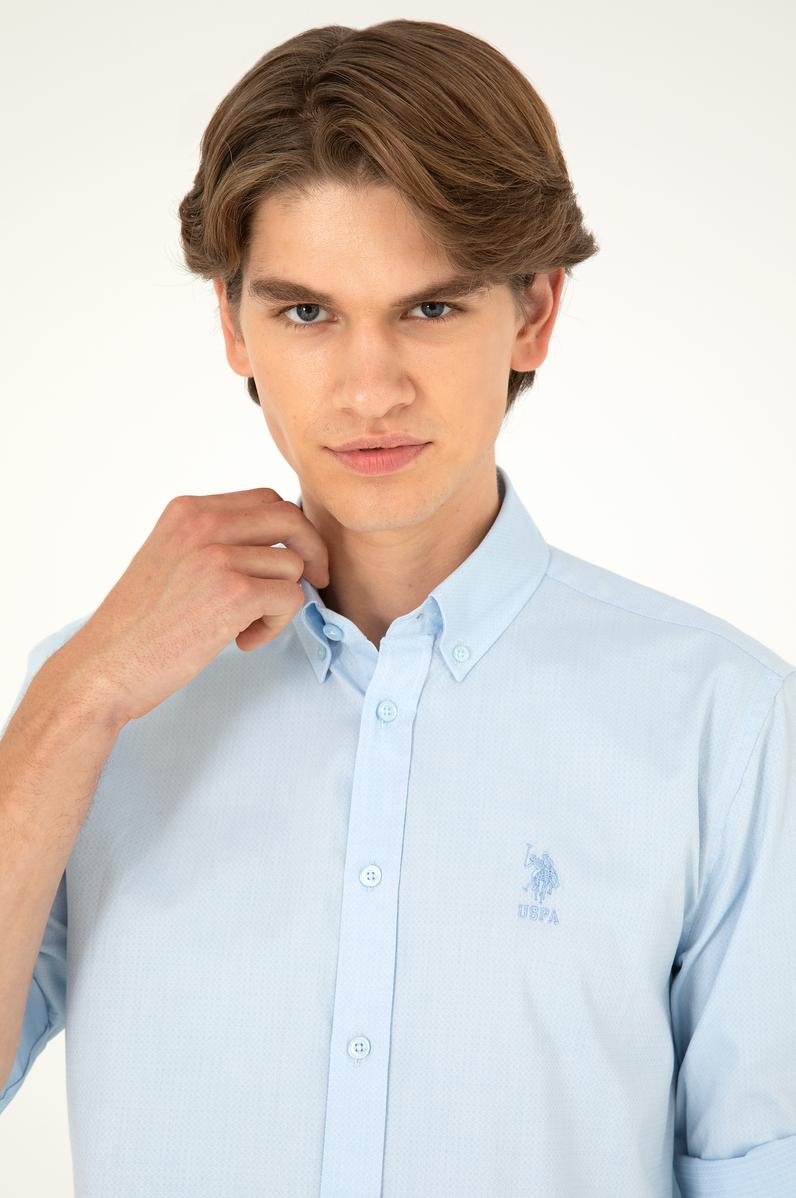 Erkek Açık Mavi Uzun Kollu Gömlek