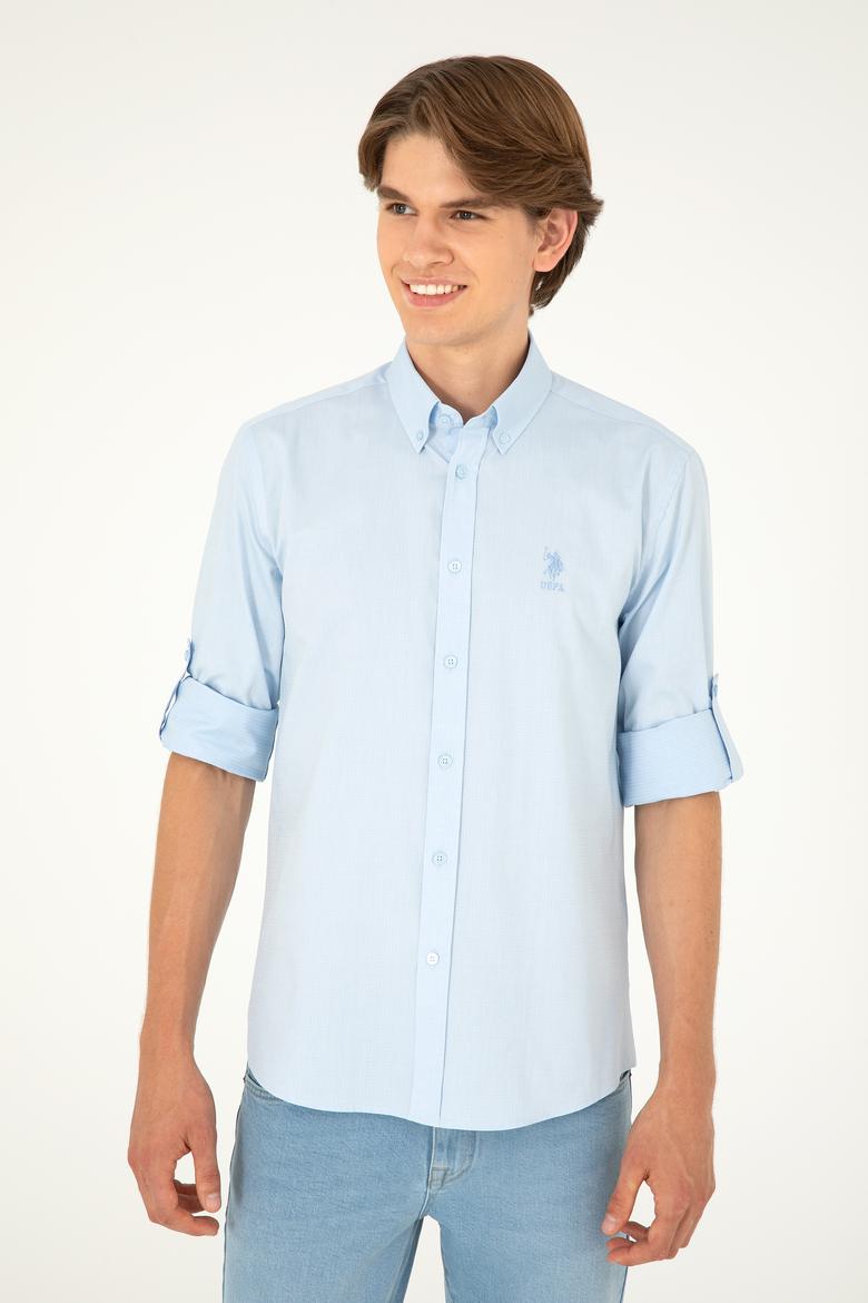 Erkek Açık Mavi Uzun Kollu Gömlek