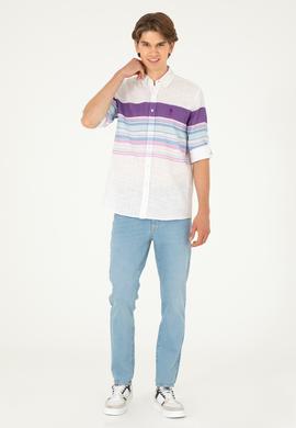 Erkek Mor Uzun Kollu Gömlek - 50283721025