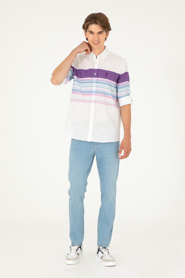 Erkek Mor Uzun Kollu Gömlek - 50283721025