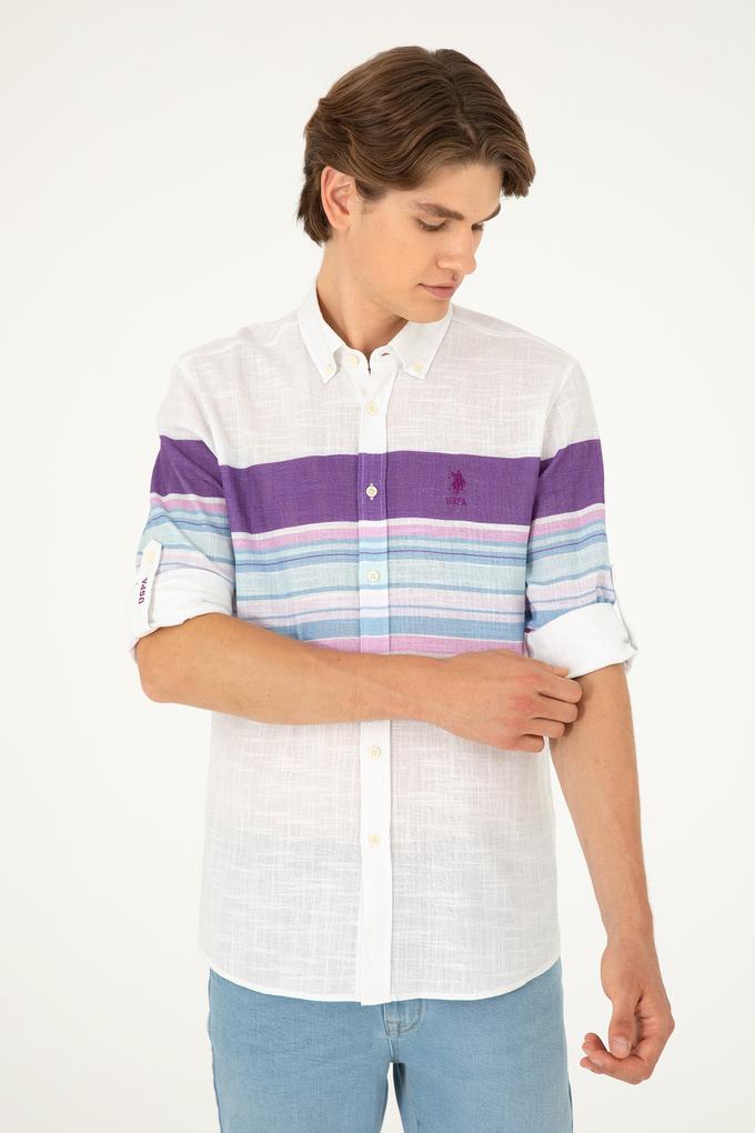 Erkek Mor Uzun Kollu Gömlek