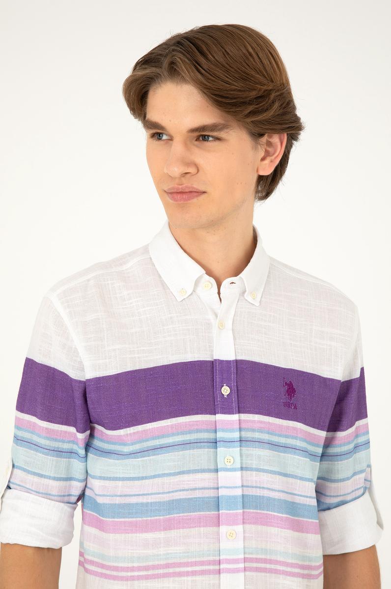 Erkek Mor Uzun Kollu Gömlek