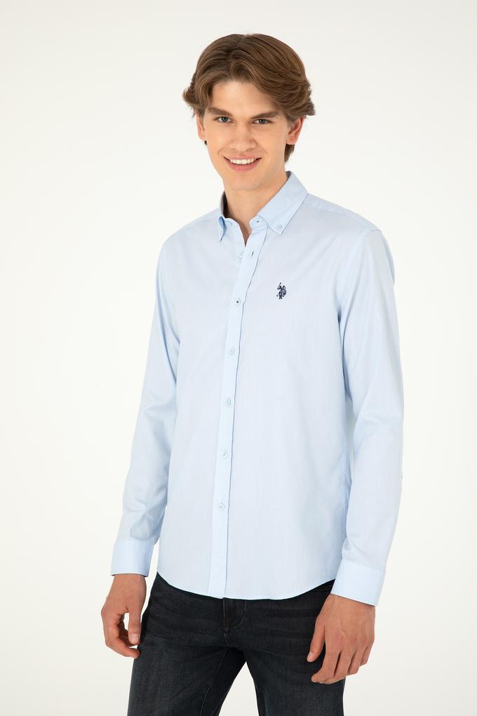 Erkek Açık Mavi Uzun Kollu Basic Gömlek