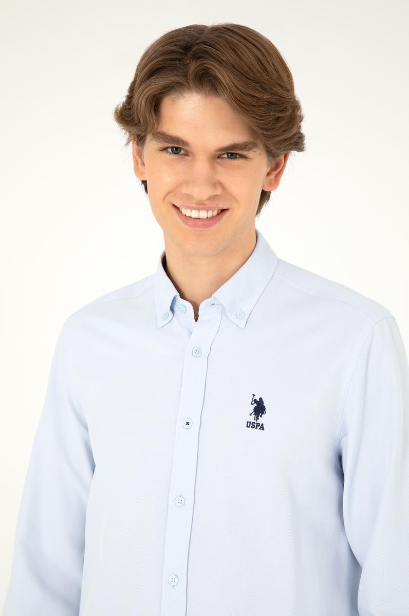 Erkek Açık Mavi Uzun Kollu Basic Gömlek