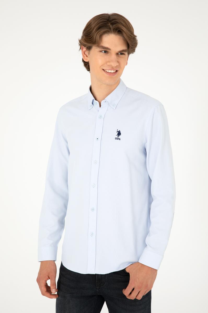 Erkek Açık Mavi Uzun Kollu Basic Gömlek