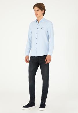 Erkek Saks Uzun Kollu Basic Gömlek - 50295897034