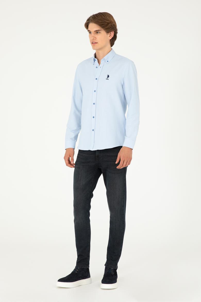 Erkek Saks Uzun Kollu Basic Gömlek - 50295897034