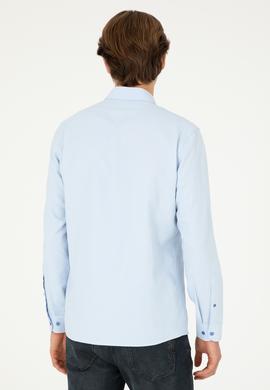 Erkek Saks Uzun Kollu Basic Gömlek - 50295897034