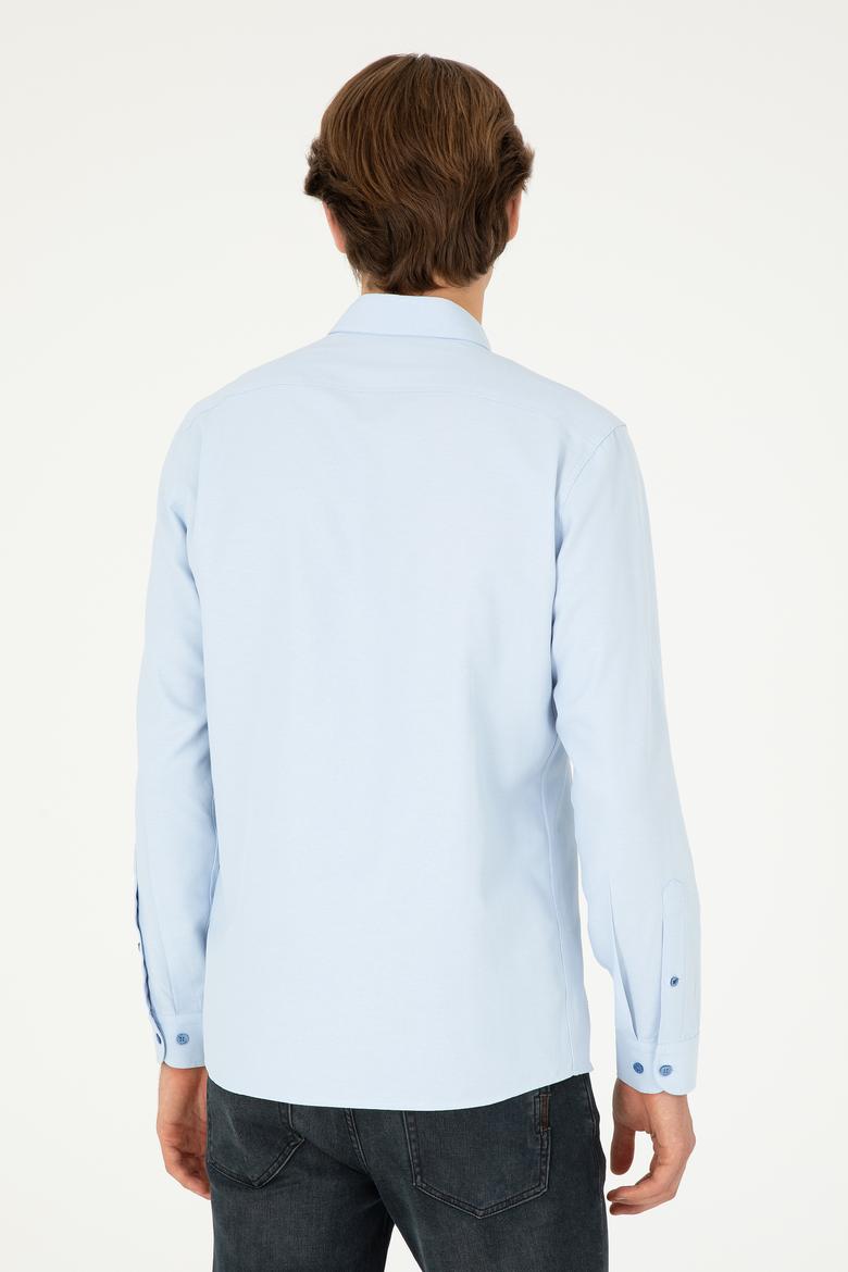 Erkek Saks Uzun Kollu Basic Gömlek - 50295897034