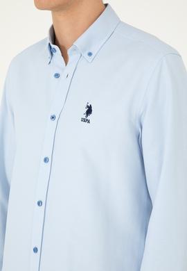 Erkek Saks Uzun Kollu Basic Gömlek - 50295897034