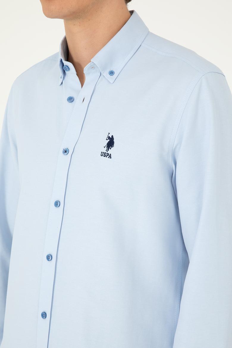 Erkek Saks Uzun Kollu Basic Gömlek - 50295897034