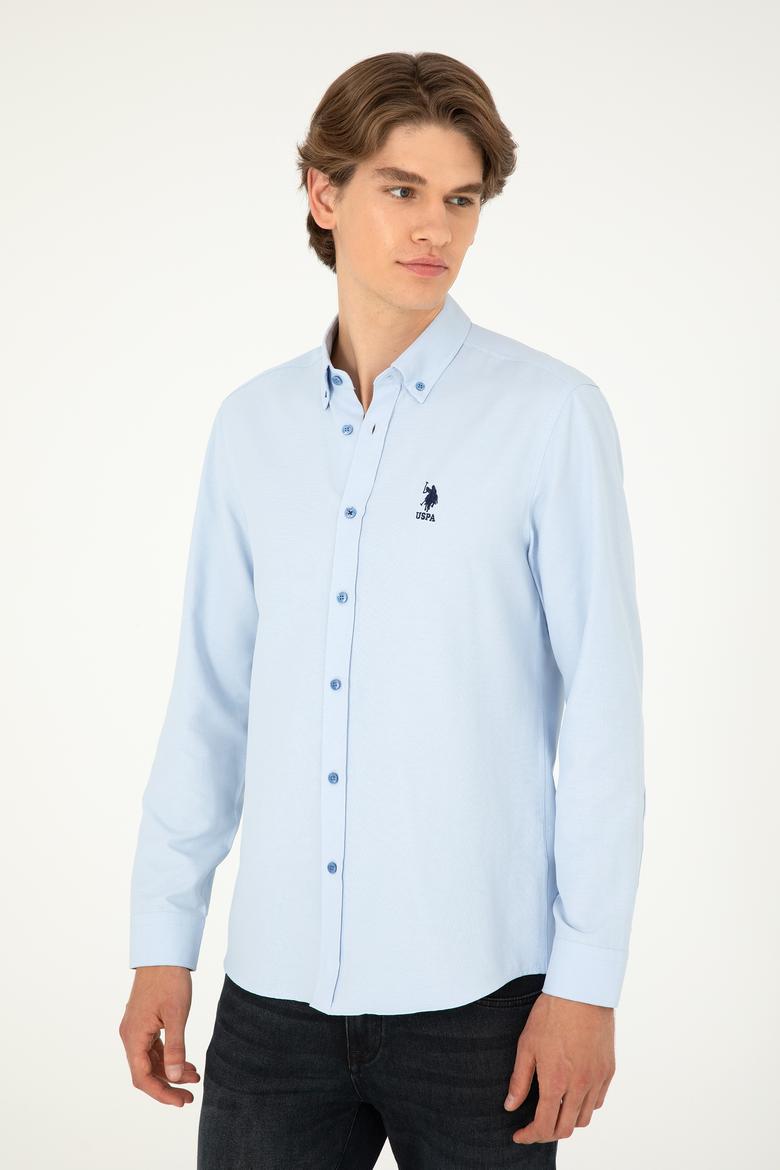 Erkek Saks Uzun Kollu Basic Gömlek