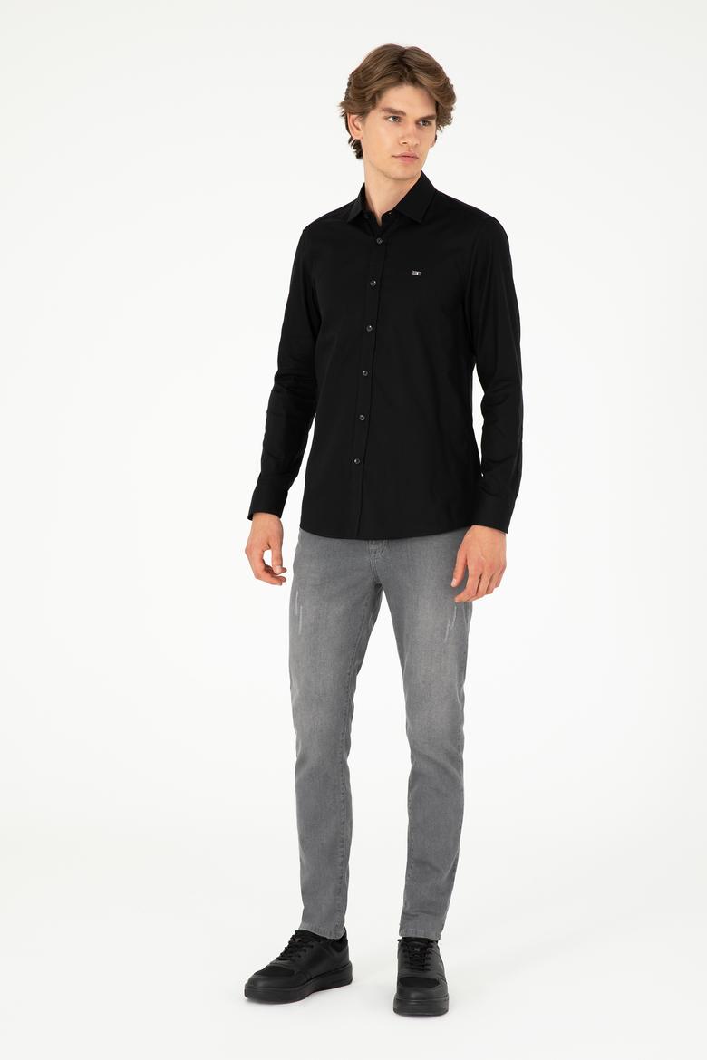Erkek Siyah Uzun Kollu Basic Gömlek - 50293948053
