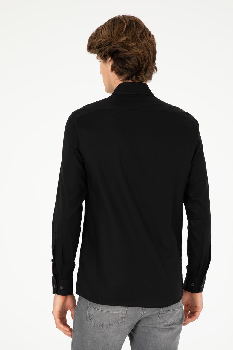Erkek Siyah Uzun Kollu Basic Gömlek - 50293948053