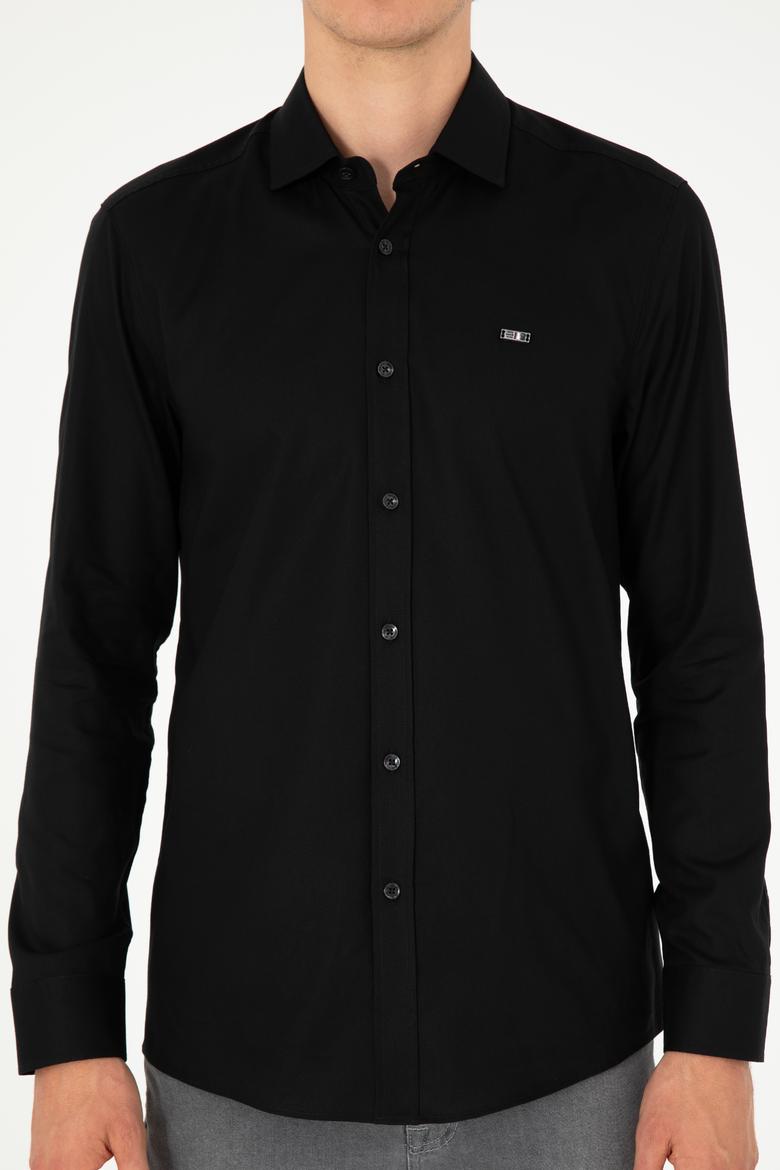 Erkek Siyah Uzun Kollu Basic Gömlek - 50293948053