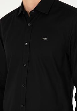 Erkek Siyah Uzun Kollu Basic Gömlek - 50293948053