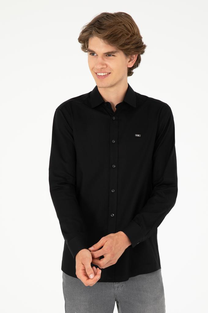 Erkek Siyah Uzun Kollu Basic Gömlek