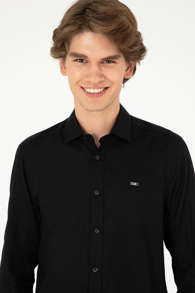 Erkek Siyah Uzun Kollu Basic Gömlek - 50293948053