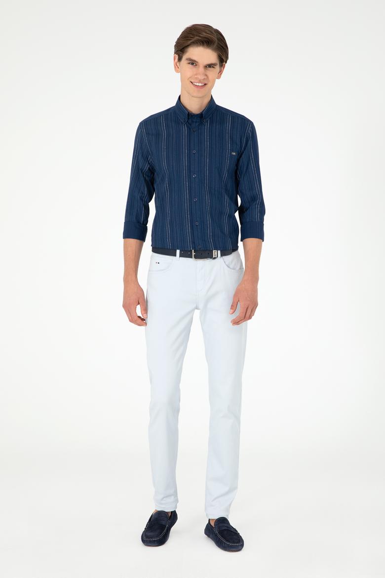 Erkek Açık Mavi Kanvas Pantolon