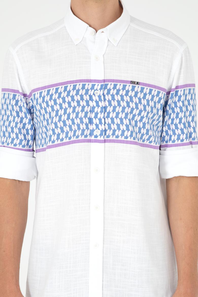 Erkek Saks Uzun Kollu Gömlek - 50283720007