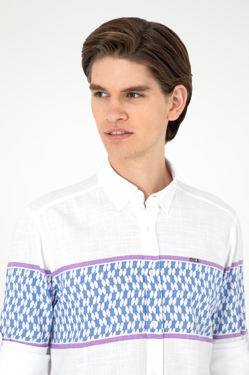 Erkek Saks Uzun Kollu Gömlek