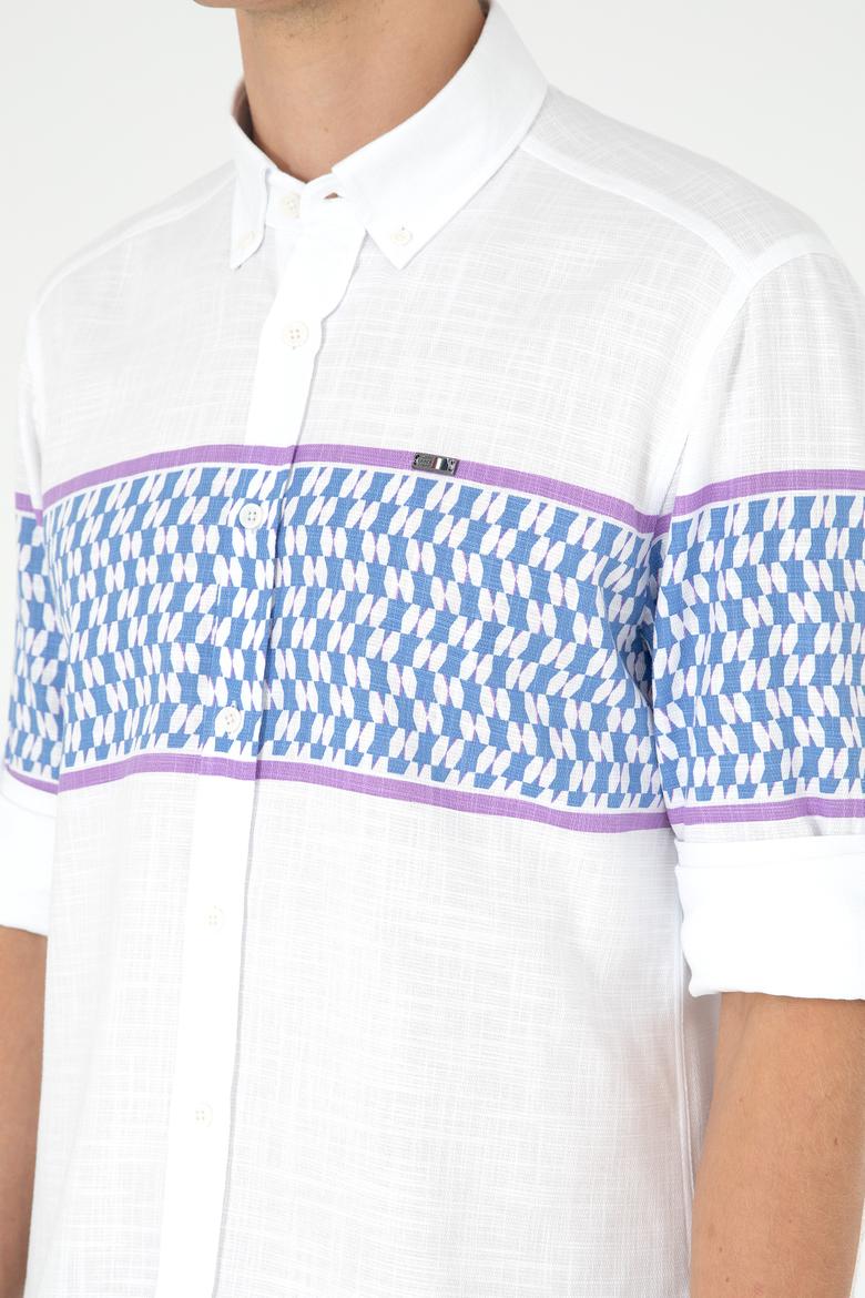 Erkek Saks Uzun Kollu Gömlek - 50283720007