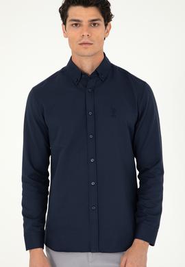Erkek Lacivert Uzun Kollu Basic Gömlek - 50293437069