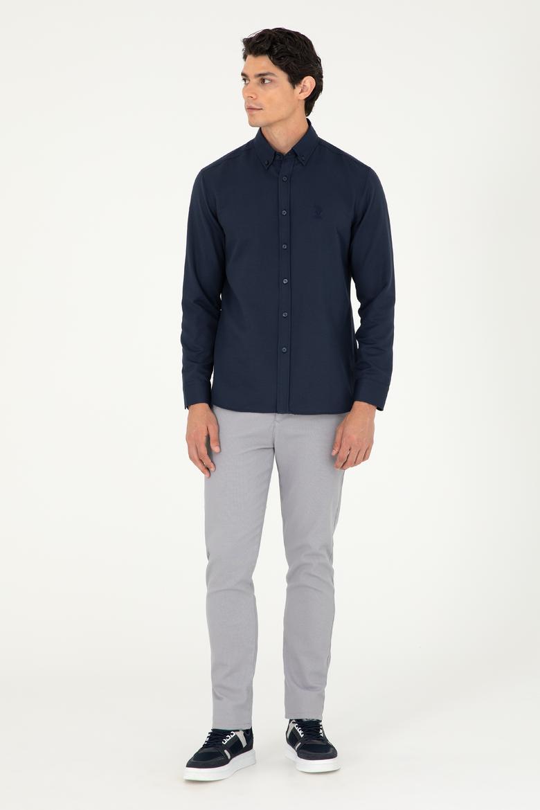 Erkek Lacivert Uzun Kollu Basic Gömlek - 50293437069
