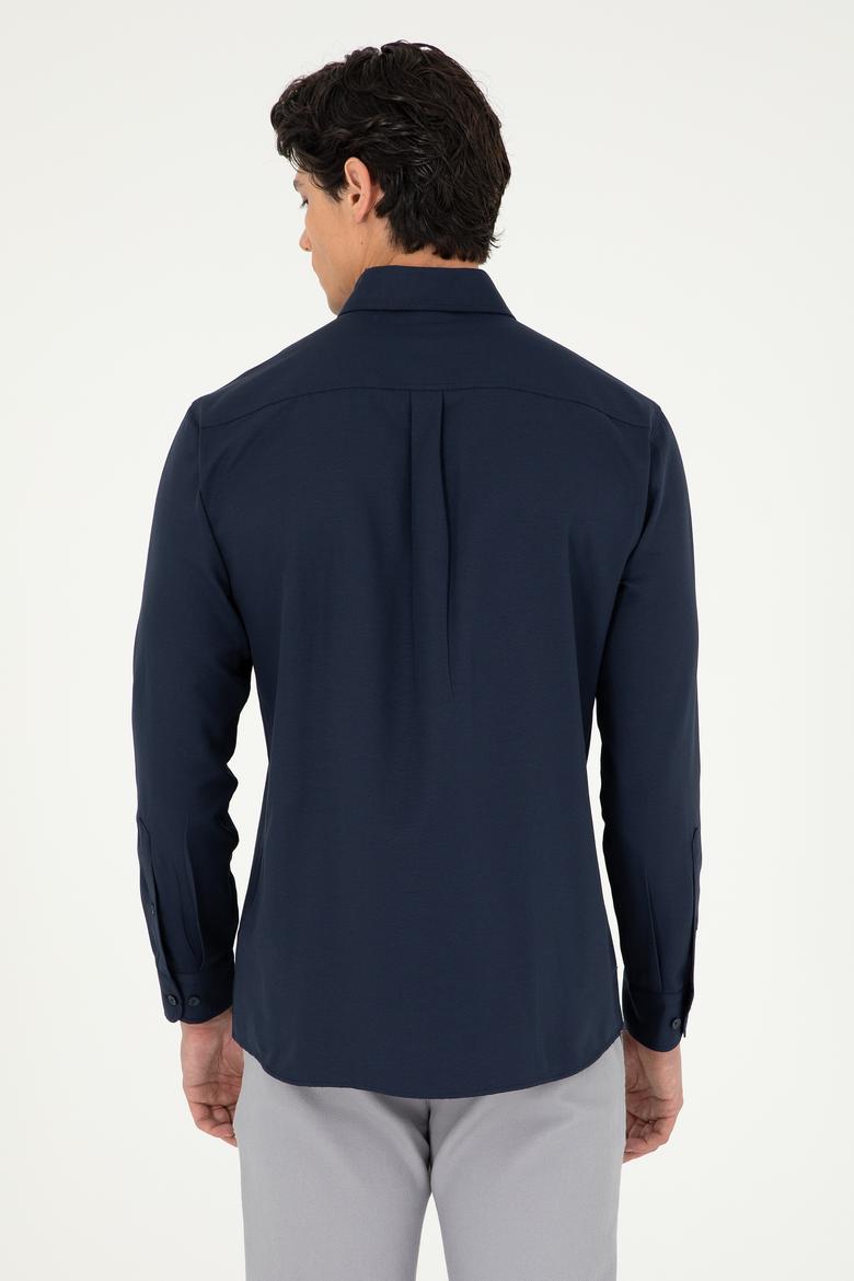Erkek Lacivert Uzun Kollu Basic Gömlek - 50293437069