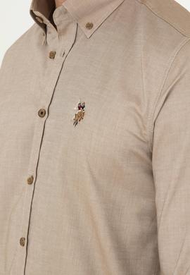 Erkek Haki Uzun Kollu Basic Gömlek - 50293847047