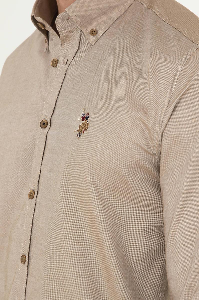 Erkek Haki Uzun Kollu Basic Gömlek