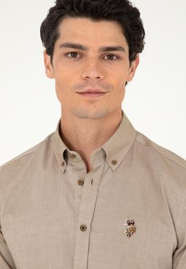 Erkek Haki Uzun Kollu Basic Gömlek - 50293847047