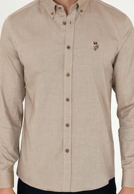 Erkek Haki Uzun Kollu Basic Gömlek - 50293847047