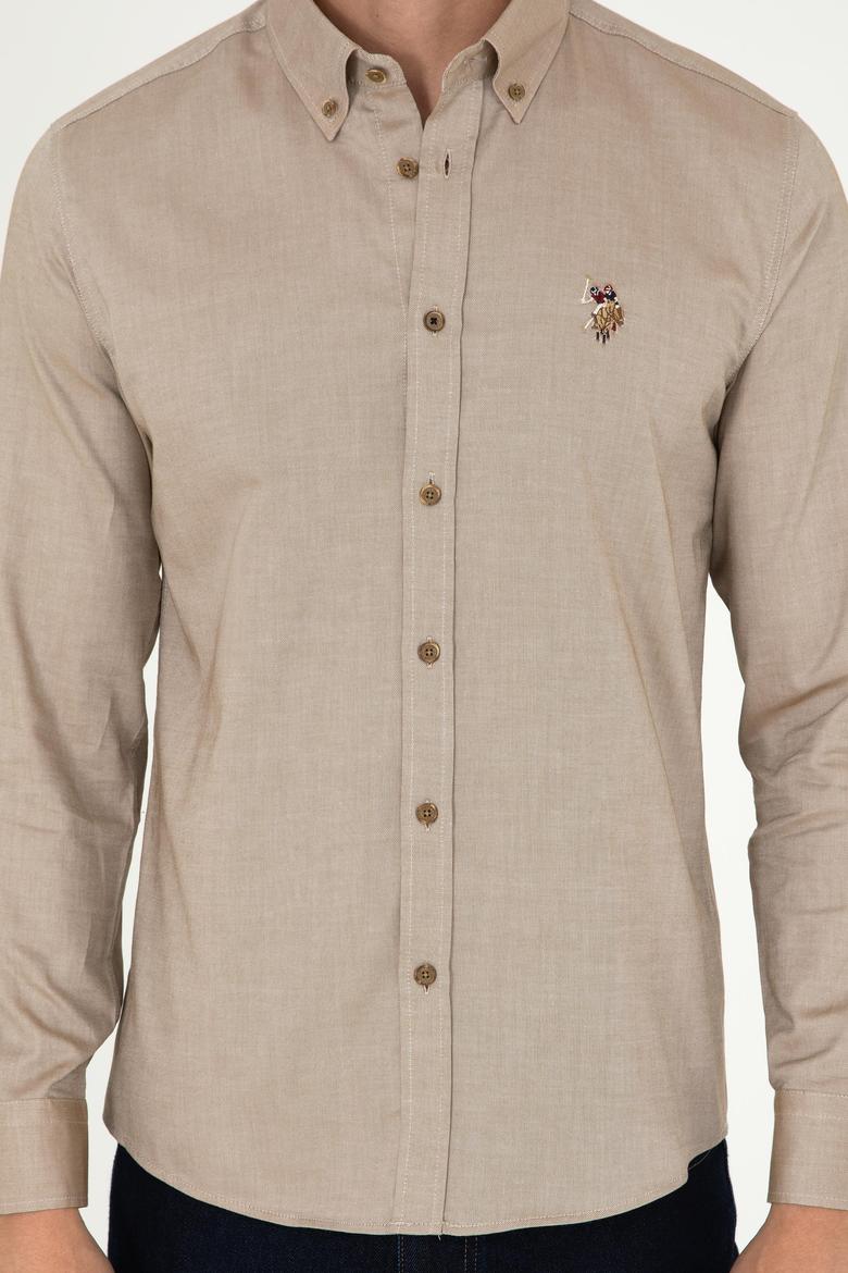 Erkek Haki Uzun Kollu Basic Gömlek - 50293847047