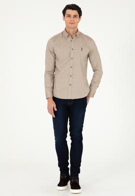 Erkek Haki Uzun Kollu Basic Gömlek - 50293847047