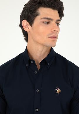 Erkek Lacivert Uzun Kollu Basic Gömlek - 50293847085