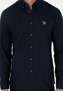 Erkek Lacivert Uzun Kollu Basic Gömlek - 50293847085