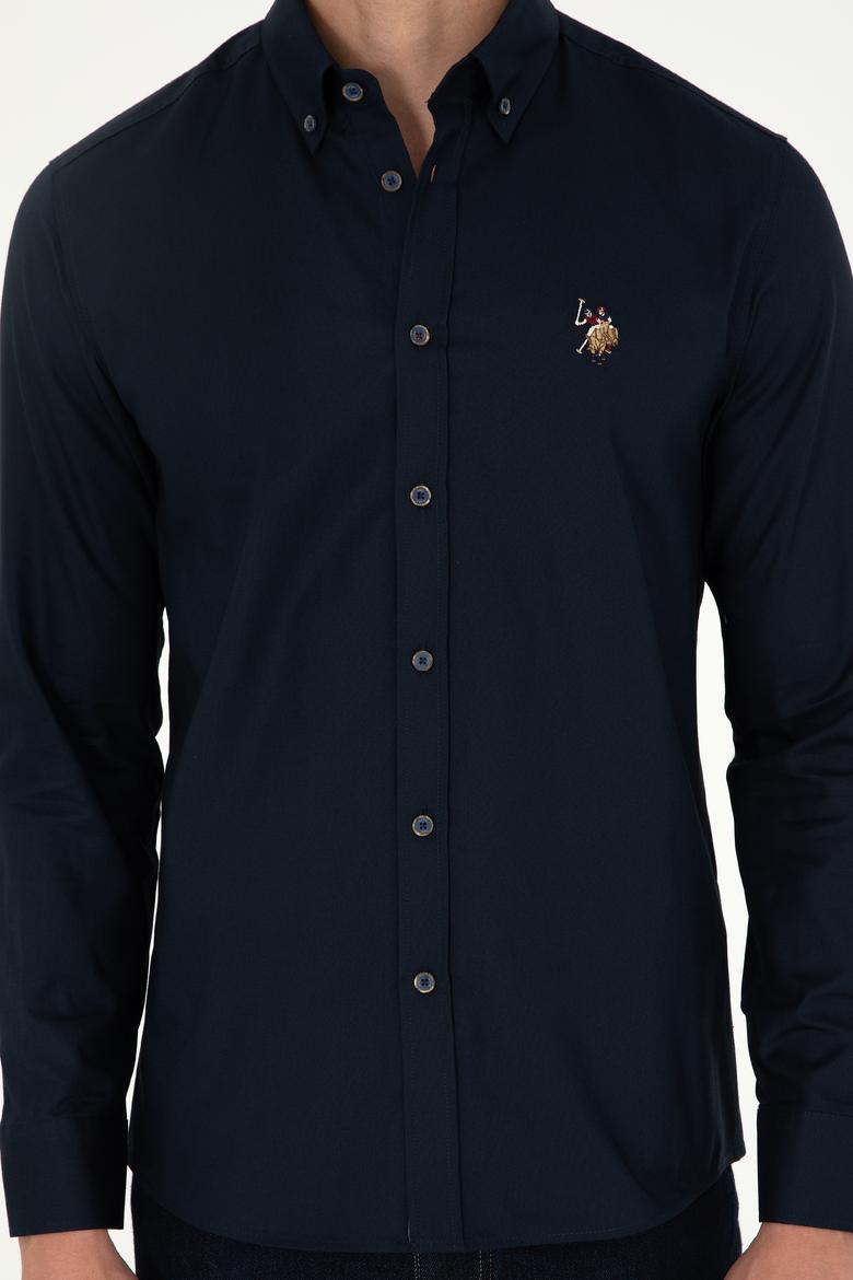 Erkek Lacivert Uzun Kollu Basic Gömlek - 50293847085