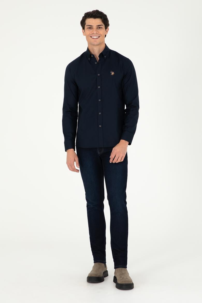 Erkek Lacivert Uzun Kollu Basic Gömlek - 50293847085