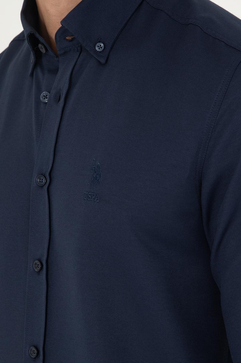 Erkek Lacivert Uzun Kollu Basic Gömlek