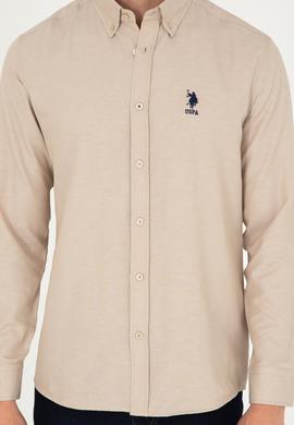 Erkek Kum Uzun Kollu Basic Gömlek - 50293437108