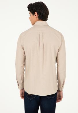 Erkek Kum Uzun Kollu Basic Gömlek - 50293437108