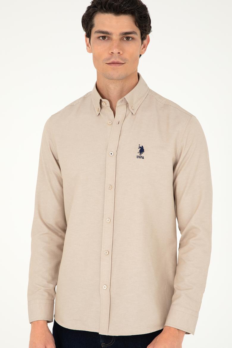 Erkek Kum Uzun Kollu Basic Gömlek - 50293437108