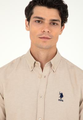 Erkek Kum Uzun Kollu Basic Gömlek - 50293437108