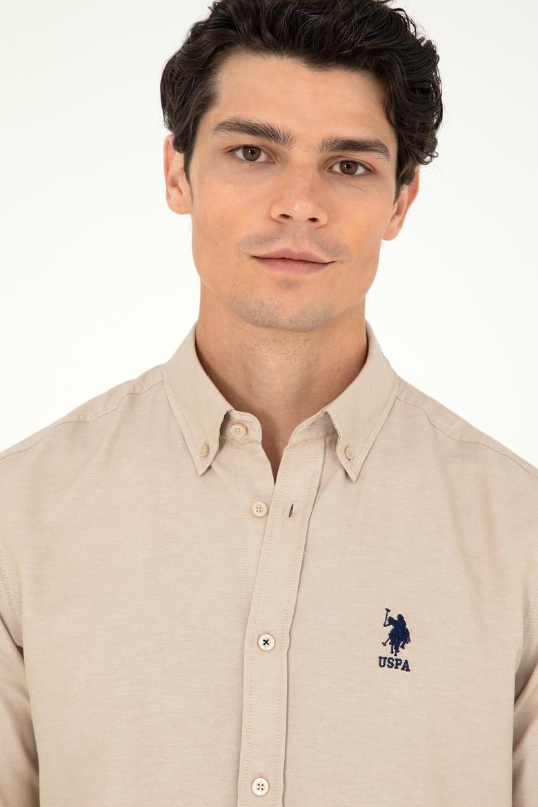 Erkek Kum Uzun Kollu Basic Gömlek - 50293437108