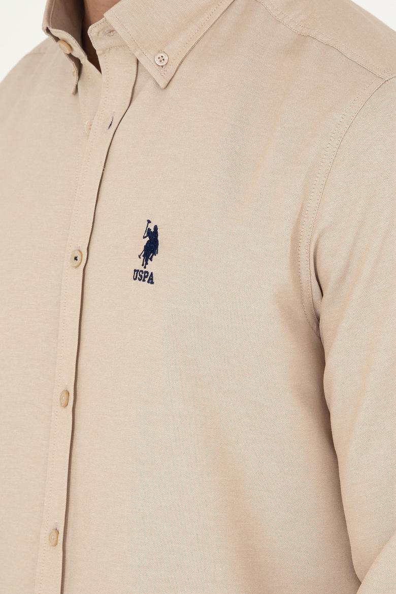 Erkek Kum Uzun Kollu Basic Gömlek - 50293437108