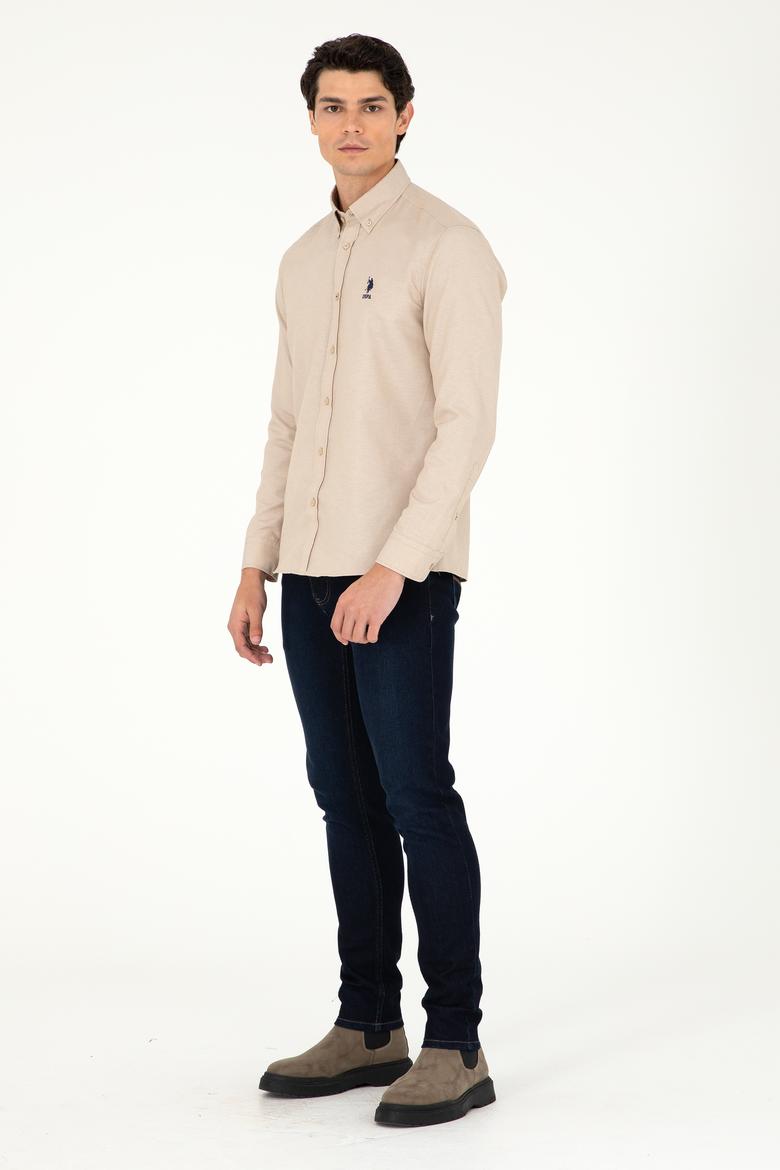 Erkek Kum Uzun Kollu Basic Gömlek - 50293427097