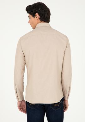 Erkek Kum Uzun Kollu Basic Gömlek - 50293427097
