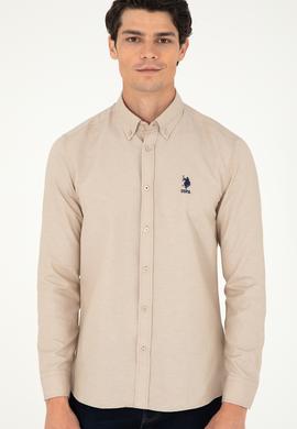 Erkek Kum Uzun Kollu Basic Gömlek - 50293427097